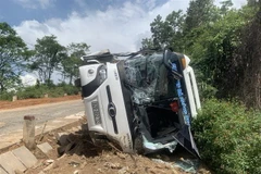 Hiện trường vụ tai nạn. (Ảnh: TTXVN phát)