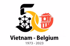 Logo chính thức kỷ niệm 50 năm quan hệ ngoại giao Bỉ-Việt Nam.