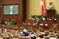 Chánh án Tòa án Nhân dân Tối cao Nguyễn Hòa Bình trả lời chất vấn. (Ảnh: Doãn Tấn/TTXVN)