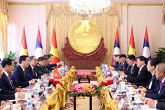 Chủ tịch nước Võ Văn Thưởng hội đàm với Tổng Bí thư, Chủ tịch nước Lào Thongloun Sisoulith. (Ảnh: Thống Nhất/TTXVN)