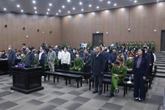Các bị cáo nghe chủ tọa tuyên án. (Ảnh: Phạm Kiên/TTXVN)