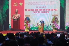 Thủ tướng Phạm Minh Chính đọc diễn văn tại Lễ kỷ niệm. (Ảnh: Dương Giang/TTXVN)