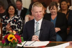 Ông Chris Hipkins trong lễ tuyên thệ nhậm chức Thủ tướng New Zealand ở Wellington ngày 25/1. (Ảnh: AFP/TTXVN)