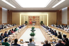 Thủ tướng Phạm Minh Chính tiếp các doanh nghiệp của Hội đồng Kinh doanh Hoa Kỳ-ASEAN. (Ảnh: Dương Giang/TTXVN)