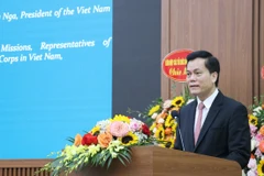 Thứ trưởng Bộ Ngoại giao Hà Kim Ngọc phát biểu tại buổi lễ. (Nguồn: Thời Đại)