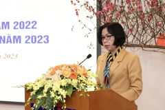Bí thư Đảng ủy, Tổng giám đốc TTXVN Vũ Việt Trang phát động triển khai nhiệm vụ năm 2023. (Ảnh: Hoàng Hiếu/TTXVN)