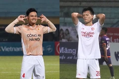 Hồ Tấn Tài (phải) và Hoàng Đức đang thể hiện phong độ trái ngược ở cấp Câu lạc bộ. (Ảnh: Việt Anh/Vietnam+)