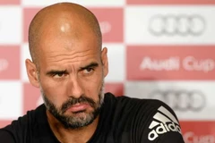 Pep Guardiola tại buổi họp báo trước thềm Audi Cup. (Nguồn: Getty Images)