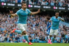 Sergio Aguero mang chiến thắng về cho Manchester City. (Nguồn: DM)