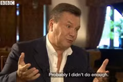 Cựu Tổng thống Ukraine Viktor Yanukovych trả lời phỏng vấn. (Nguồn: BBC)