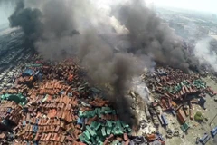 Quang cảnh hoang tàn sau vụ nỗ ở Thiên Tân. (Nguồn: AFP)