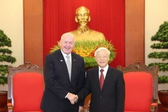 Tổng Bí thư Nguyễn Phú Trọng tiếp Toàn quyền Australia Peter Cosgrove sang thăm cấp Nhà nước tới Việt Nam. (Ảnh: Trí Dũng/TTXVN)