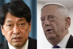Bộ trưởng Quốc phòng Nhật Bản Itsunori Onodera và người đồng cấp Mỹ James Mattis. (Nguồn: AP)