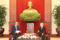 Tổng Bí thư Nguyễn Phú Trọng tiếp Tổng thống Kazakhstan Kassym-Jomart Tokayev. (Ảnh: Trí Dũng/TTXVN)