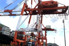 Bốc dỡ hàng hóa tại cảng Quy Nhơn. (Ảnh: Nguyên Linh/TTXVN)