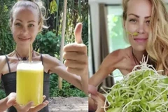 Zhanna Samsonova quảng bá cho chế độ ăn uống của mình. (Nguồn: Tele1)