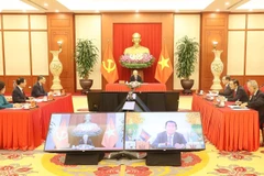 Tổng Bí thư Nguyễn Phú Trọng điện đàm với Chủ tịch Đảng Nhân dân Campuchia, Thủ tướng Chính phủ Vương quốc Campuchia Hun Sen. (Ảnh: Trí Dũng/TTXVN)