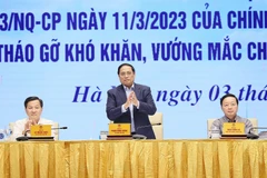 Thủ tướng Phạm Minh Chính chủ trì hội nghị. (Ảnh: Dương Giang/TTXVN)