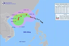 Hướng di chuyển của bão hồi 16 giờ chiều 31/8. (Ảnh: TTXVN phát)