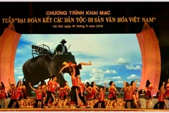 Chương trinh nghệ thuật trong đêm khai mạc. (Ảnh: Thanh Hà/TTXVN)