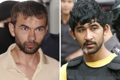 Hai nghi phạm trong vụ đánh bom bị đưa ra xét xử là Yusufu Mieraili (ảnh phải) và Bilal Mohammed (ảnh trái), đang bị giam giữ tại một nhà tù quân sự trong hơn một năm qua. (Nguồn: EPA/TTXVN)