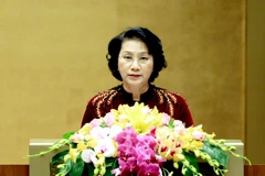 Chủ tịch Quốc hội Nguyễn Thị Kim Ngân phát biểu khai mạc Kỳ họp thứ 2, Quốc hội khóa XIV. (Ảnh: Phạm Kiên/TTXVN)