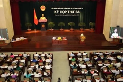 Quang cảnh kỳ họp lần thứ 3 Hội đồng Nhân dân Thành phố Hồ Chí Minh khóa IX. (Ảnh: Thanh Vũ/TTXVN)