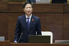 Bộ trưởng Bộ Công thương Trần Tuấn Anh trả lời chất vấn. (Ảnh: Phạm Kiên/TTXVN)