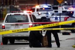 Cảnh sát phong tỏa hiện trường vụ tấn công ở Đại học Ohio ngày 28/11. (Nguồn: AP/TTXVN)