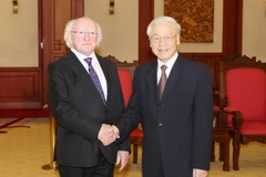 Tổng Bí thư Nguyễn Phú Trọng tiếp Tổng thống Cộng hòa Ireland Michael Daniel Higgins thăm cấp Nhà nước Việt Nam. (Ảnh: Trí Dũng/TTXVN)