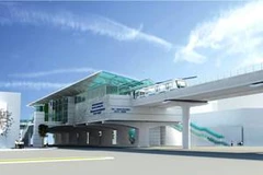 Mô hình nhà Ga tuyến đường sắt đô thị Nhổn-Ga Hà Nội. (Ảnh: Mạnh Hùng/Vietnam+)