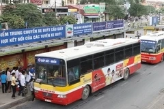 Xe buýt vẫn là phương tiện vận tải hành khách công cộng chủ đạo trong giao thông đô thị. (Ảnh: Anh Tuấn/TTXVN)