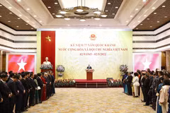 Chủ tịch nước Nguyễn Xuân Phúc phát biểu tại buổi lễ. (Ảnh: Thống Nhất/TTXVN)