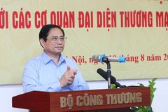 Thủ tướng Phạm Minh Chính phát biểu tại Hội nghị phát triển thị trường với hệ thống Thương vụ Việt Nam ở nước ngoài. (Ảnh: Dương Giang/TTXVN)