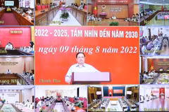 Thủ tướng Phạm Minh Chính phát biểu khai mạc hội nghị trực tuyến tại điểm cầu Chính phủ. (Ảnh: Dương Giang/TTXVN)