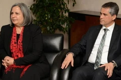 Bà Gültan Kisanak và ông Firat Anli, hai đồng thị trưởng của thành phố Diyarbakir. (Nguồn: sozcu.com.tr)
