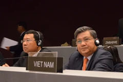 Đoàn đại biểu Quốc hội Việt Nam tham dự Đại hội đồng Liên minh Nghị viện Thế giới lần thứ 135 (IPU-135) tại Geneva, Thụy Sĩ. (Ảnh: Hoàng Hoa/TTXVN)