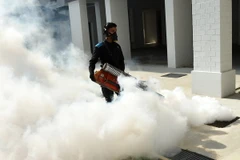 Phun thuốc khử trung nhằm ngăn chặn sự lây lan của virus Zika tại Singapore. (Nguồn: AFP/TTXVN)