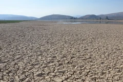 Hồ La Angostura ở Bolivia cạn khô nước do nắng nóng và hạn hán kéo dài. (Nguồn: AFP/TTXVN)