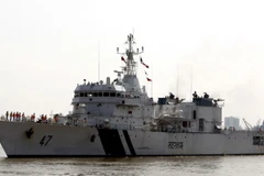 Tàu SAMRAT của Lực lượng Bảo vệ Ấn Độ trong chuyến thăm Việt Nam tháng 12/2012. (Ảnh: Thế Anh/TTXVN)