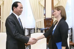 Chủ tịch nước Trần Đại Quang tiếp bà Meirav Eilon Shahar, Đại sứ Israel tại Việt Nam đến chào xã giao. (Ảnh: Nhan Sáng/TTXVN)