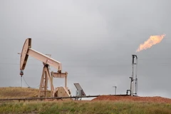 Hệ thống khai thác dầu mỏ gần Williston, North Dakota, Mỹ ngày 6/9/2016. (Nguồn: AFP/TTXVN)