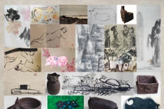 Một số tác phẩm được giới thiệu tại triển lãm "Sắc dó và gốm Hương Canh." (Ảnh: PV/Vietnam+)