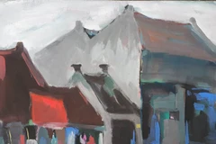 'Một góc phố Hải Phòng' qua góc nhìn của họa sỹ Nguyễn Quốc Thái. (Ảnh: BTC)