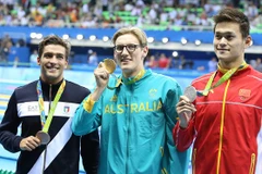 Horton (giữa) đã công khai chỉ trích Sun Yang (phải) vì anh này từng vướng bê bối doping. (Nguồn: Guardian)