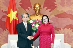 Chủ tịch Quốc hội Nguyễn Thị Kim Ngân tiếp Đại sứ Đặc mệnh toàn quyền Cộng hòa Nhân dân Trung Hoa tại Việt Nam Hùng Ba. (Ảnh: Trọng Đức/TTVN)
