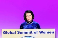 Phó Chủ tịch nước Đặng Thị Ngọc Thịnh phát biểu tại Hội nghị Thượng đỉnh Phụ nữ Toàn cầu năm 2019. (Ảnh: Phương Hoa/TTXVN) 