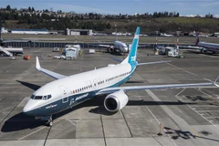 Máy bay Boeing 737-MAX 7 tại sân bay ở Seattle, Washington, Mỹ ngày 16/3/2018. (Ảnh: AFP/TTXVN)