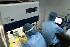 Bác sỹ Bệnh viện Ung bướu Nghệ An tiến hành xét nghiệm virus SARS–CoV-2 bằng kỹ thuật Realtime PCR. (Ảnh: Tá Chuyên/TTXVN)