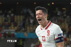 Tiền đạo Robert Lewandowski trong màu áo đội tuyển Ba Lan. (Ảnh: AFP/TTXVN)